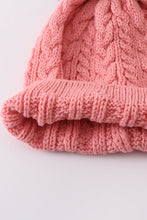 Load image into Gallery viewer, Bubblegum pink cable knit pom pom beanie hat baby toddler adult