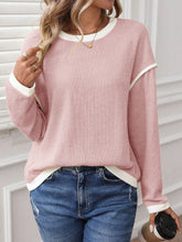 Load image into Gallery viewer, Jessica Ribbed Contrast Trim Long Sleeve Top