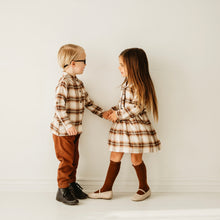 Load image into Gallery viewer, Brown Plaid Girl's Rayon Blend Dress