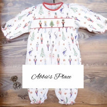 Load image into Gallery viewer, Christmas Pattern Hand Smocked
Nutcracker Baby Long Bubble - Image #1