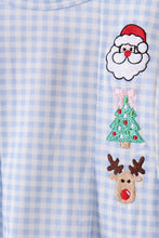 Load image into Gallery viewer, Blue santa claus embroidery bloomer set