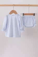 Load image into Gallery viewer, Blue santa claus embroidery bloomer set