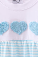 Load image into Gallery viewer, Blue heart french knot romper