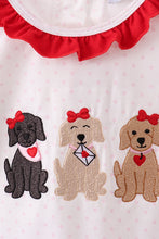 Load image into Gallery viewer, White puppy embroidery ruffle pants set