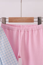 Load image into Gallery viewer, Blue heart embroidery gingham pants set