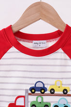 Load image into Gallery viewer, Red car embroidery stripe top