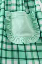 Load image into Gallery viewer, Green parade embroidery gingham dress