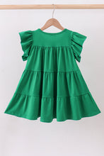 Load image into Gallery viewer, Green clover sequin ruffle tiered dress
