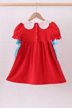 Load image into Gallery viewer, Red character embroidery bow dress