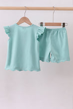 Load image into Gallery viewer, Green bunny applique shorts set