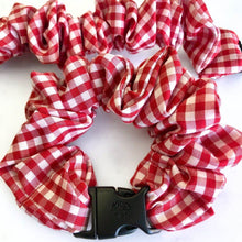 Load image into Gallery viewer, Gingham Red Buckle Scrunchie - No Snagging, No Tangles