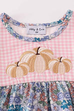 Load image into Gallery viewer, Blue floral pumpkin embroidery ruffle bloomer set - Abbies Place
