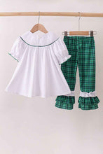 Load image into Gallery viewer, White wreath smocked ruffle pants set - Abbies Place