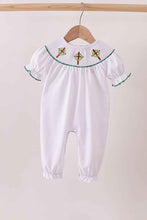 Load image into Gallery viewer, White wreath smocked romper - Abbies Place