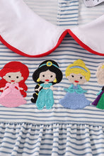 Load image into Gallery viewer, Blue princess embroidery stripe pants set