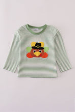 Load image into Gallery viewer, Green turkey french knot stripe top