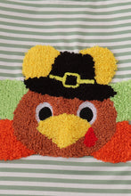 Load image into Gallery viewer, Green turkey french knot stripe top