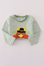 Load image into Gallery viewer, Green turkey french knot stripe top
