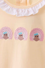 Load image into Gallery viewer, Beige turkey embroidery ruffle dress - Abbies Place