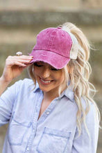 Load image into Gallery viewer, Distressed Messy Bun Hat Cap - Abbies Place