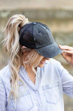 Load image into Gallery viewer, Distressed Messy Bun Hat Cap - Abbies Place