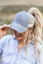 Load image into Gallery viewer, Distressed Messy Bun Hat Cap - Abbies Place