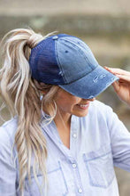 Load image into Gallery viewer, Distressed Messy Bun Hat Cap - Abbies Place