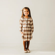 Load image into Gallery viewer, Brown Plaid Girl's Rayon Blend Dress