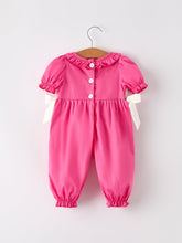 Load image into Gallery viewer, Pink Smocked Church Christ Bishop Christening Bow Baby Girl Romper