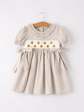 Load image into Gallery viewer, Fall Thanksgiving Pumpkin Embroidery Smock Plaid Girls Dress