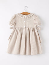 Load image into Gallery viewer, Fall Thanksgiving Pumpkin Embroidery Smock Plaid Girls Dress