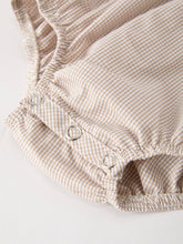 Load image into Gallery viewer, Fall Halloween & Thanksgiving Pumpkin Embroidery Smock Plaid Baby Girl Romper