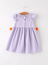Load image into Gallery viewer, Fall Halloween Purple Balloon Pumpkin Cat Smock Embroidery Baby Girl Dress