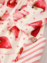Load image into Gallery viewer, Winter Christmas Santa Hat Print Girls Pocket Ruffle Dress
