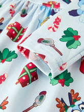 Load image into Gallery viewer, Christmas Characters and Gift Print Girls Dress