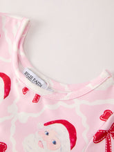 Load image into Gallery viewer, Winter Christmas Pink Santa and Bow Holiday Girls Dress