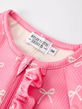 Load image into Gallery viewer, Christmas Bow Pink Romper with Hat: Sweet and Stylish Baby Outfit