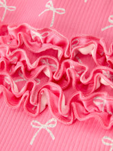 Load image into Gallery viewer, Christmas Bow Pink Romper with Hat: Sweet and Stylish Baby Outfit