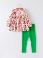Load image into Gallery viewer, Christmas Santa Applique Girls Floral Long Sleeve Set