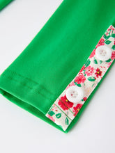 Load image into Gallery viewer, Christmas Santa Applique Girls Floral Long Sleeve Set