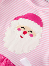 Load image into Gallery viewer, Pink Christmas Santa Applique Striped Girls Dress