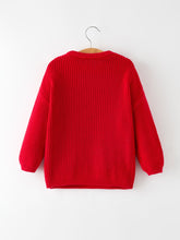 Load image into Gallery viewer, Valentine’s Day Girls Red Knit Sweater – "Love" Heart Embroidery Long Sleeve Pullover