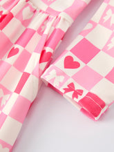 Load image into Gallery viewer, Valentine’s Girls Long Sleeve 3-Piece Dress Set with Hearts and Stripes