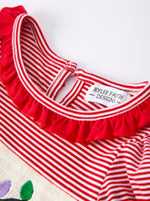 Load image into Gallery viewer, Holiday Girls Dress with Embroidered Christmas Lights and Red Bow Details