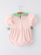 Load image into Gallery viewer, St. Patrick's Day Shamrock Striped Plaid Baby Girl Romper