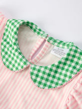 Load image into Gallery viewer, St. Patrick's Day Shamrock Striped Plaid Baby Girl Romper