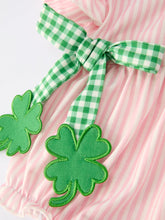 Load image into Gallery viewer, St. Patrick's Day Shamrock Striped Plaid Baby Girl Romper