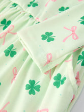 Load image into Gallery viewer, St. Patrick's Day Bow Shamrock Print Ruffles Girls Dress