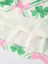 Load image into Gallery viewer, St. Patrick's Day Bow Shamrock Print Short Sleeves Girls Dress
