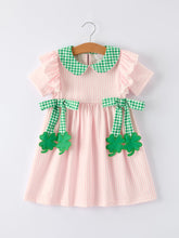 Load image into Gallery viewer, St. Patrick's Day Shamrock Girls' Striped Plaid Dress